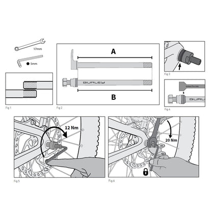Burley 12mm Thru Axle for Bike Trailer Hitch Attachment 12 x 1.5, 197mm