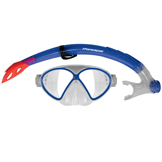 Mirage Comet Junior Kids Mask & Snorkel Set with Mesh Carry Bag (Blue)