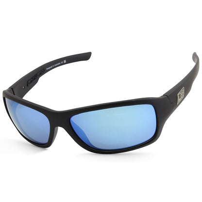 Dirty Dog Slab Satin Black/Ice Blue Mirror Polarised Men's Sunglasses