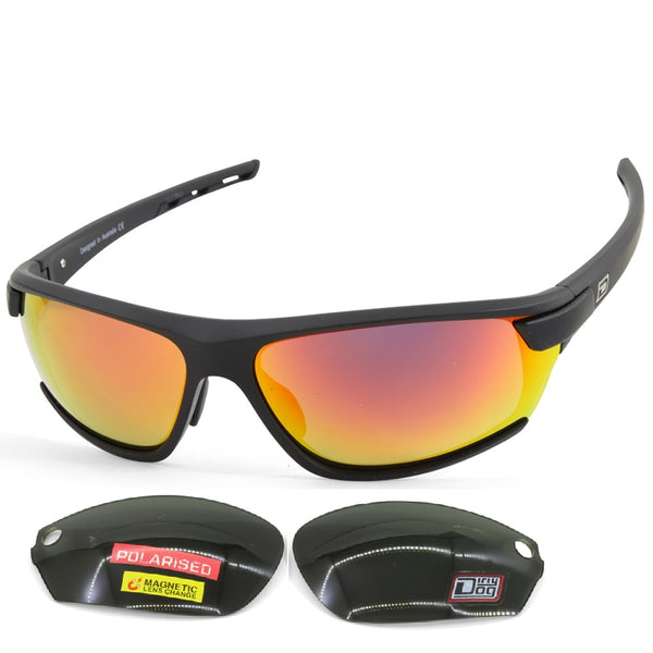 Dirty Dog Sport Evolve X1 Black/Red & Green Changeable Lens Sunglasses