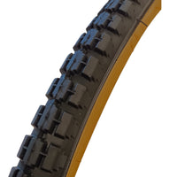 Block Tread Replacement Bike Tyre Black with Yellow-Gum Sidewall 28" x 1-3/8"