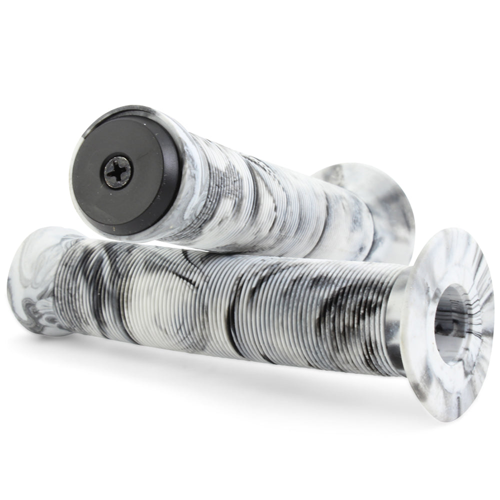 Endzone Handlz Smoke Pattern Kraton Rubber Bike Grips 147mm White/Black