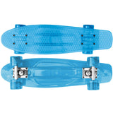 Halo 22.5" Transparent Blue Retro Skateboard with Aluminium Trucks and PU Injected Wheels