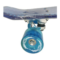 Halo 22.5" Transparent Blue Retro Skateboard with Aluminium Trucks and PU Injected Wheels