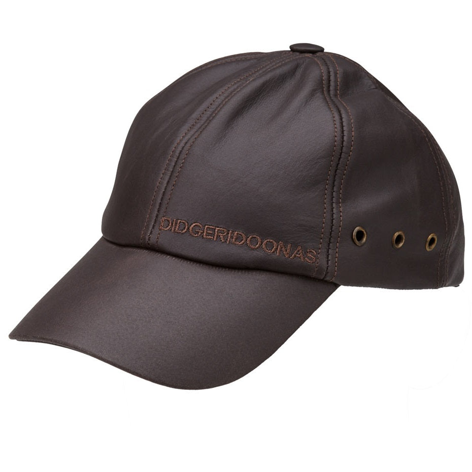 Didgeridoonas Dark Brown Unisex Buffalo Leather Baseball Cap