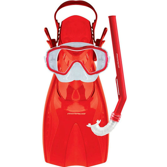 Mirage Shrimp Red 3-9 year old Kid's Fin Flipper Mask and Snorkel Set