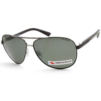 North Beach Burbot Shiny Gunmetal/Green Polarised Men's Pilot Sunglasses 70371