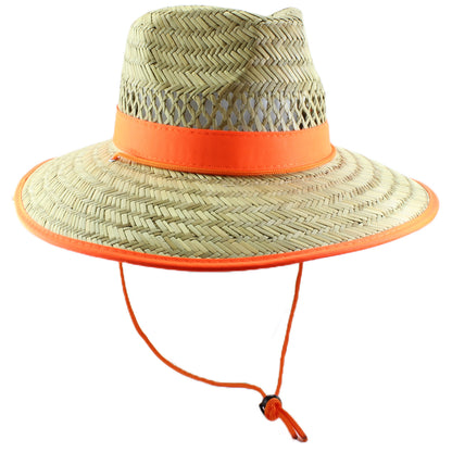 Lightweight UPF50+ Broad Brim Straw Hat with Adjustable Chin Strap (Orange)