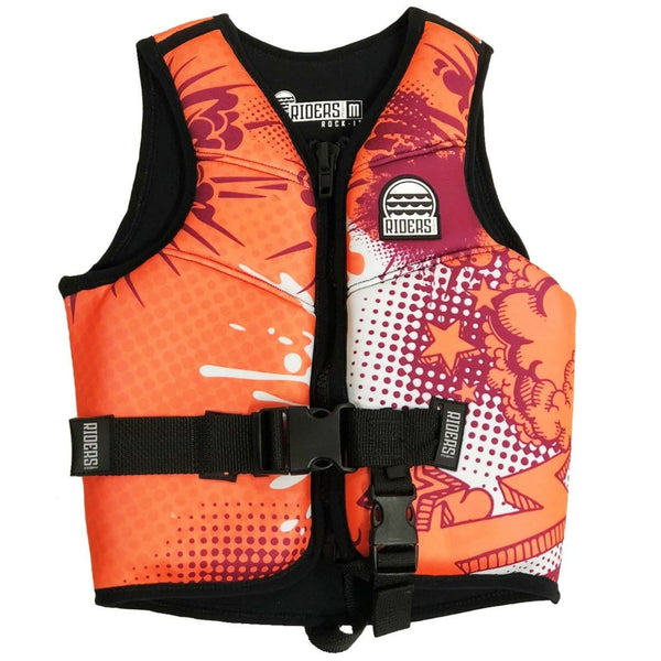 Riders Inc Rock-It Orange Neoprene Boy's Youth PFD Buoyancy Life Jacket Vest S-XL