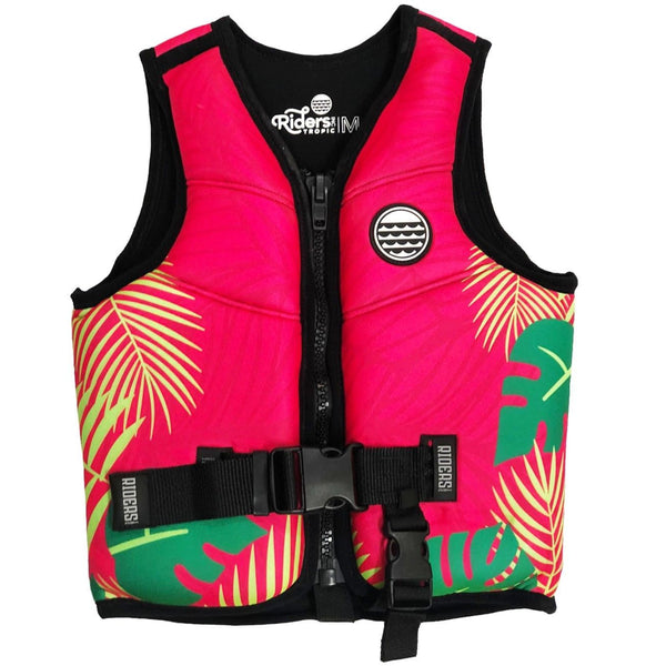 Riders Inc Tropic Pink Neoprene Girl's Youth PFD Buoyancy Life Jacket Vest Sizes XS-L