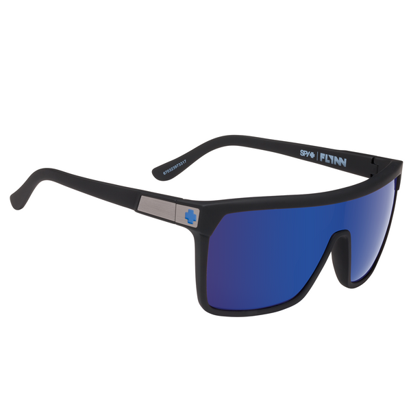 Spy Flynn Soft Matte Black Dark Blue Spectra Unisex Shield Sunglasses
