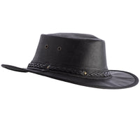 Didgeridoonas Black Buffalo Leather Outback Wide Brim Bush Hat