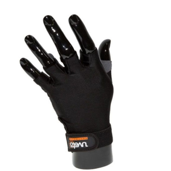 Uveto UPF50+ Sun Safe Fingerless Kayak Gloves With Palm Grip - Black Sizes XS-XL