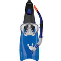 Mirage Bahama Adult Silitex Blue Fin Mask and Snorkel Set with Tempered Glass Lens