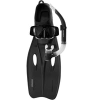 Mirage Challenger Mask Snorkel and Fin Set with Tempered Glass Lens Black