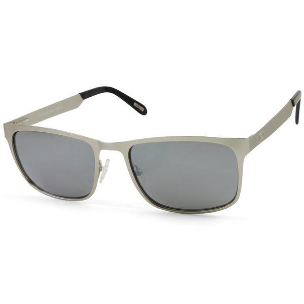 Dirty Dog Hurricane 53474 Matte Silver/Mirror Polarised Rectangular Sunglasses