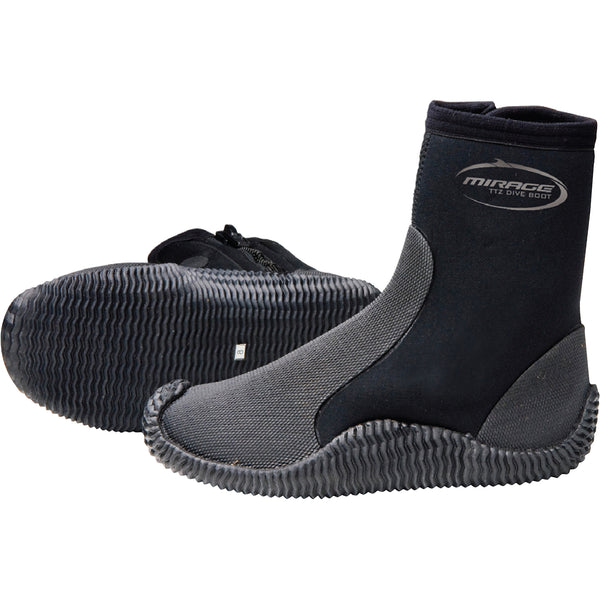 Mirage TTZ Black Multipurpose Dive Boots with Tough Tread Sole and Storage Bag