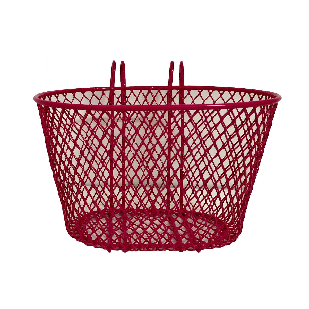 Kids Bike Wire Mesh Hook On Front Carry Basket (Pink)