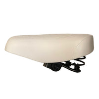 White Ladies Retro Bike Saddle 250mm x 190mm Vinyl Quilted Top Dual Coil Springs