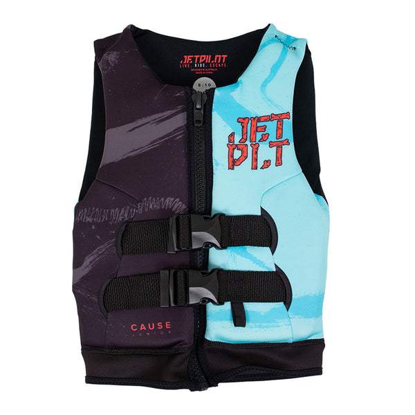 Jetpilot Cause Kid's and Youth Neo PFD Vest JA20211 Black/Blue Sizes 3-14