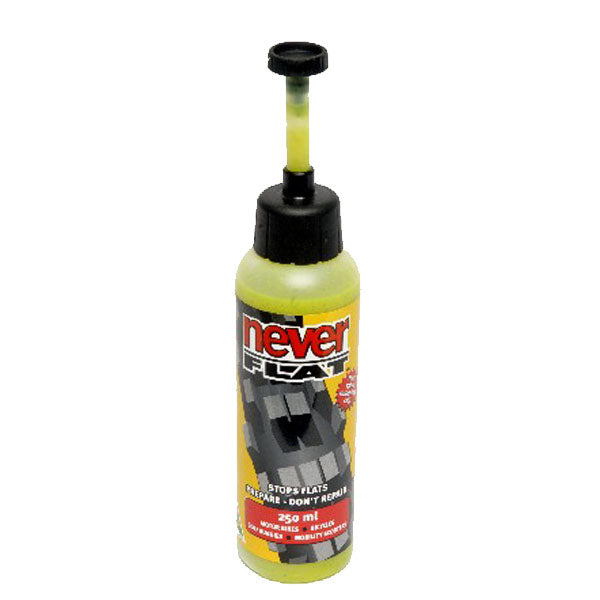Never Flat 250mL Tyre Puncture Protection and Repair Fluid For Tubed Tyres