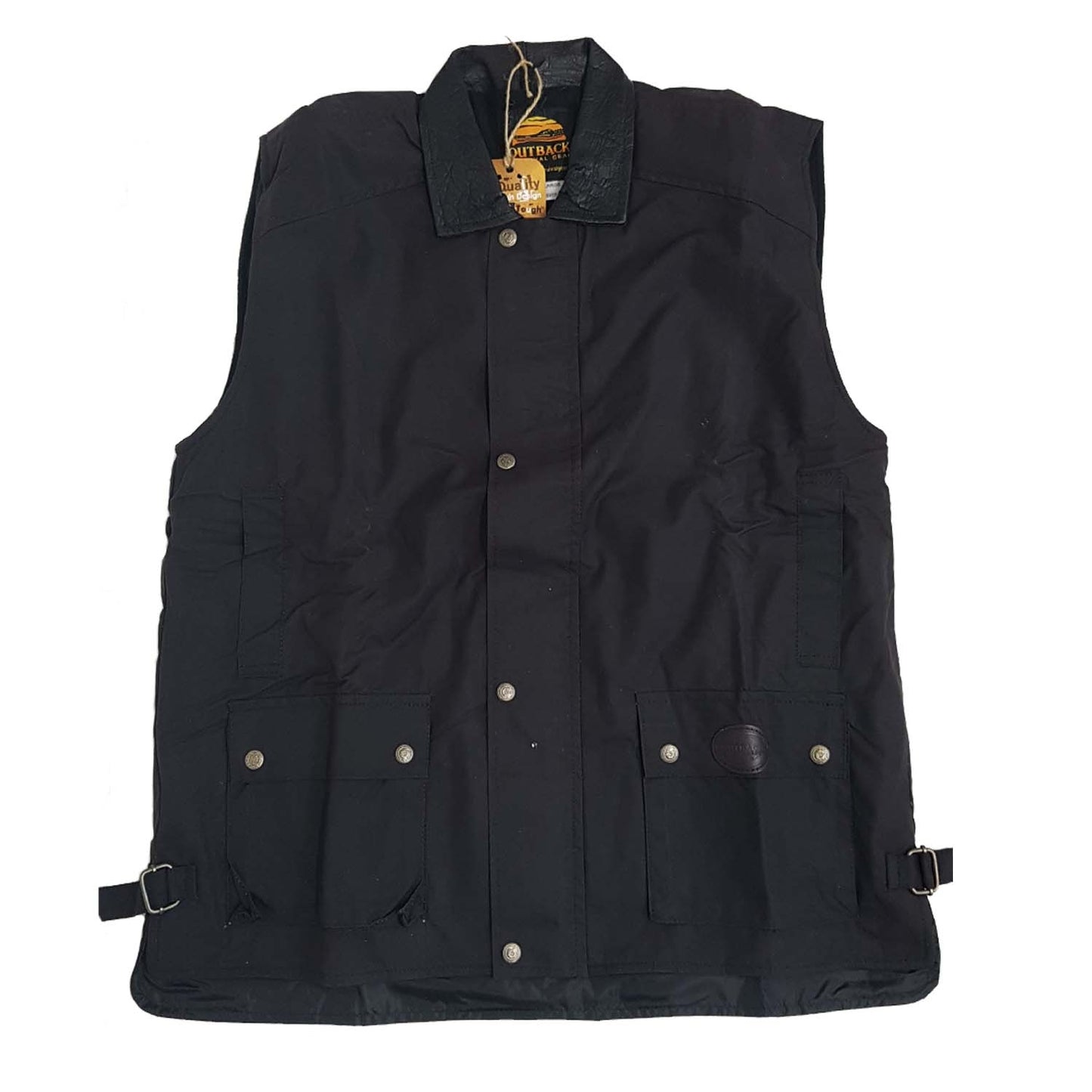 Weatherall Outback Survival Gear Snowy River Fleece Lined Oilskin Vest (Brown)