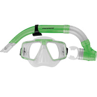 Mirage Quest Adult Green Silicone Snorkel & Mask with Tempered Glass Lens