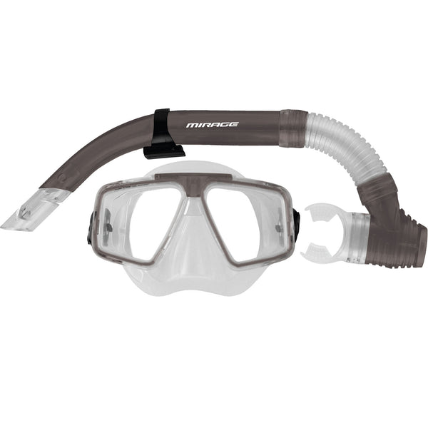 Mirage Quest Adult Smoke Silicone Snorkel & Mask with Tempered Glass Lens