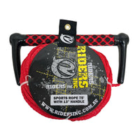 Riders Inc 75' RED Waterski Tow Rope with 13" Aluminium Core Handle
