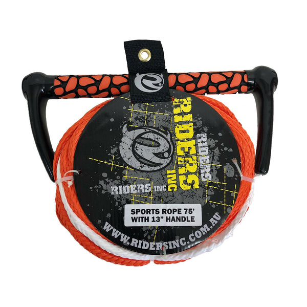 Riders Inc 75' ORANGE Waterski Tow Rope with 13" Aluminium Core Handle