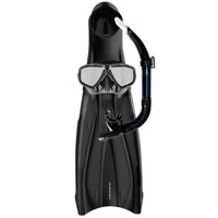 Mirage Barracuda Fin Mask and Snorkel Set with Tempered Glass Lens Black