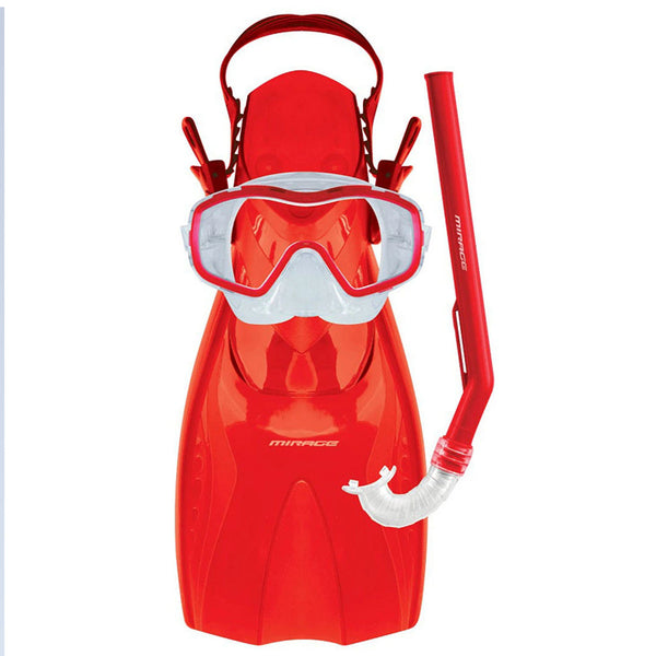 Mirage Shrimp Red 3-9 year old Kid's Fin Flipper Mask and Snorkel Set