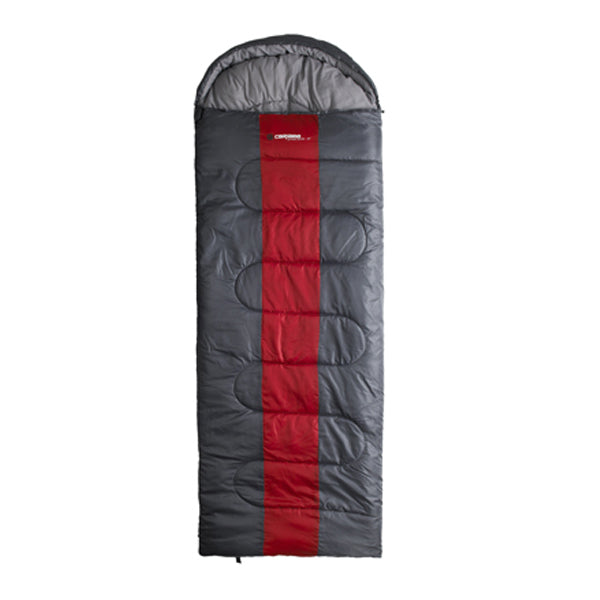 Caribee 5431 Snow Drift Jumbo 10C Grey Red Sleeping Bag Action