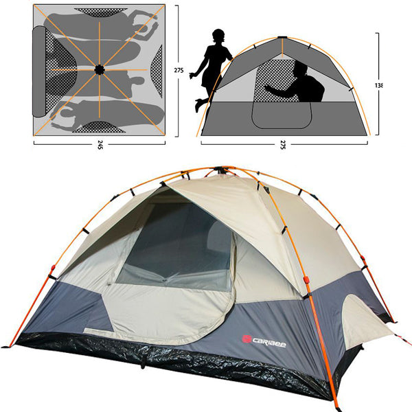 Caribee Spider 4 Man Easy Up Grey Tent