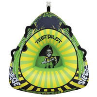 Test Pilot Siege 56-inch 1 Person Triangular Towable Inflatable Tube Green Yellow