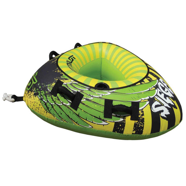 Test Pilot Siege 56-inch 1 Person Triangular Towable Inflatable Tube Green Yellow