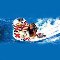 WOW Zig Zag Flex Wing Steerable 1-2 Person Inflatable Ski Tube Biscuit